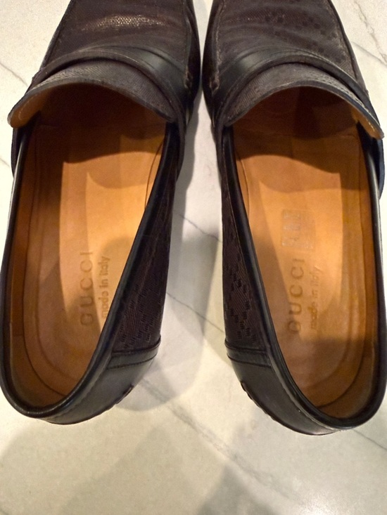 Gucci Dark Brown Monogram Leather Penny Loafers main image 4